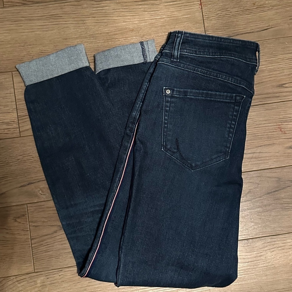 Ink skinny leg women’s size 8 jeans with stripe darkwash